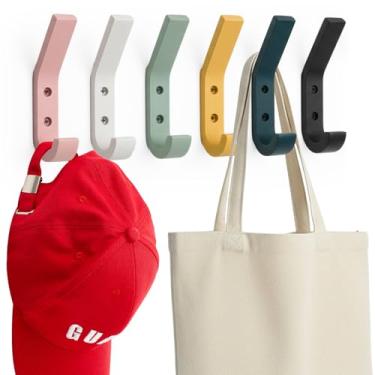 Imagem de Colingmill Pacote com 6 lindos ganchos de parede para casaco infantil para sala de aula, organizador de madeira para pendurar bolsa resistente para chaves e toalhas, bolsa de volta às aulas (cor