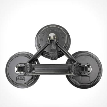 Imagem de Ventosa de Sucção Tripla para Vidros e Pisos, 150kg, Plástico ABS e Metal, Preto, 33x23x9cm, 3 Ventosas de 12,5cm