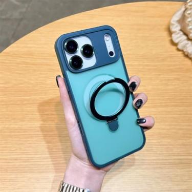 Imagem de SFDSUH Capa de luxo para iPhone 16e com carregamento sem fio, suporte magnético e proteção para a câmera (para iPhone 16e/verde)