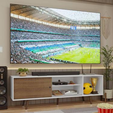 Imagem de Rack para TV até 80 Polegadas 160cm Branco Pés Rustic Torino Madesa