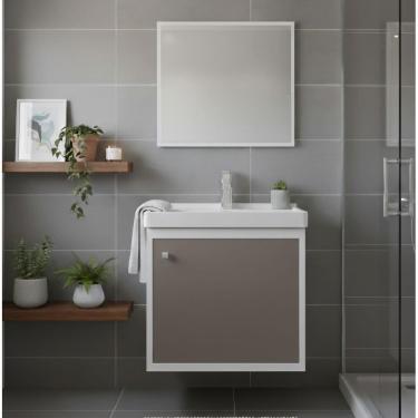 Imagem de Kit Armário para Banheiro 40cm MDF com Cuba + Espelheira - Veneto