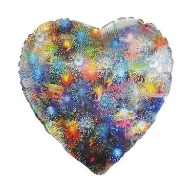 Imagem de Balão Metalizado Coração Holográfico Fogos - 20 Polegadas