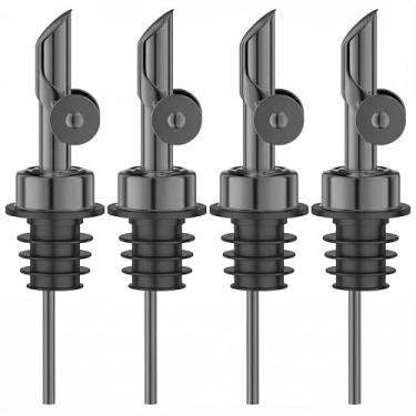 Imagem de BETTFOR Bicos de despejo de licor automáticos, pacote com 4, despejador de vinho e dispensador de azeite de oliva de aço inoxidável 304 à prova de vazamento com silicone de grau alimentício para