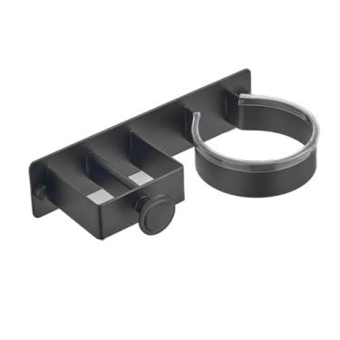 Imagem de Suporte para secador de cabelo de metal montado na parede para casa de banho, suporte de secador de cabelo, prático, multifuncional, suporte de armazenamento para secador de cabelo para banheiro e