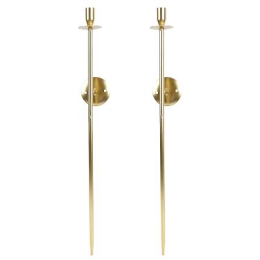 Imagem de Cryfokt Suportes de Vela Grandes Vintage Modernos para Montagem Em Parede para Decoração de Casa, Lareira, Sala de Estar, Quarto, 25,0 pol., Conjunto de 2 (Ouro)