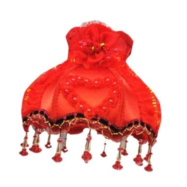 Imagem de Ｂｅｓｇａ Abajur com franjas e renda de contas para luminária pendente, estilo europeu, ideal para decoração de sala de jantar, Vermelho