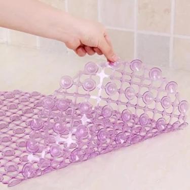 Imagem de Tapete de PVC Transparente para Banheiro, Antiderrapante com Ventosas, Durável, Fácil de Limpar