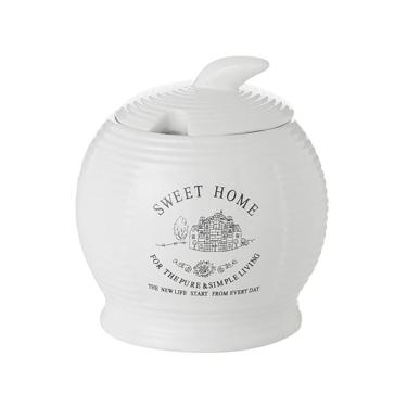Imagem de Açucareiro de Cerâmica Sweet Home Lines Branco 11,5x8cm Lyor