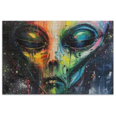 Imagem de Quebra-cabeça Space Alien 1000 peças para adultos presentes de festa elefante branco brinquedo adulto arte colorida