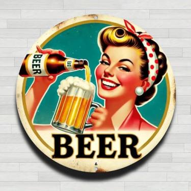 Imagem de Placa de alumínio retrô de 20,3 cm x 20,32 cm com visual vintage, ideal para decoração de casa, bar, café ou garagem