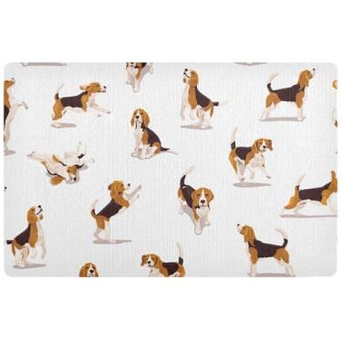 Imagem de Tapete de porta frontal personalizado para cachorrinho Beagle fofo para entrada de cozinha, antiderrapante, lavável, impermeável, 81 x 50 cm