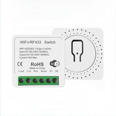 Imagem de Interruptor inteligente WiFi 16A disjuntor de iluminação temporizador interruptor de controle remoto 100V-240V com fio, sem necessidade de bateria, adequado para dispositivos inteligentes Tuya