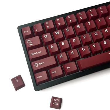 Imagem de dagaladoo Conjunto de teclas PBT Double Shot, capas de teclado vermelho escuro, teclas Cherry Profile 60 65 75 100 por cento, 126 teclas personalizadas para jogos de teclado mecânico (61/64/68/84/87