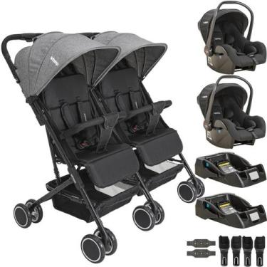 Imagem de Carrinho Kiddo Gemeos com 2 Bebe Conforto 2 Base Mascote Grafite