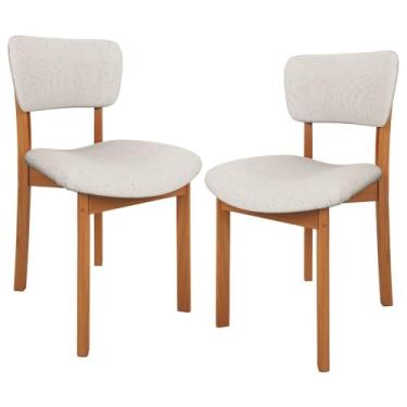 Imagem de Kit 02 Cadeiras Para Sala de Jantar Cozinha Living Estofada Dara L02 Linho Cru - Lyam Decor