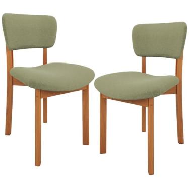 Imagem de Kit 02 Cadeiras Para Sala de Jantar Cozinha Living Estofada Dara L02 Bouclê Oliva - Lyam Decor
