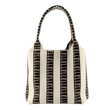 Imagem de ELLE Bolsa de malha de crochê, grande, Preto