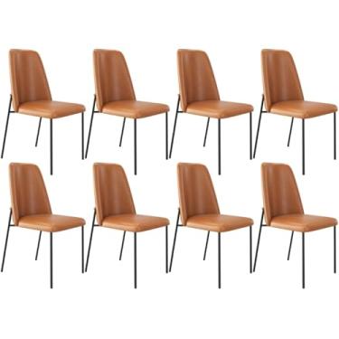 Imagem de Kit 08 Cadeiras Decorativa Estofada Para Sala De Jantar Bella L02 Couríssimo Whisky - Lyam Decor