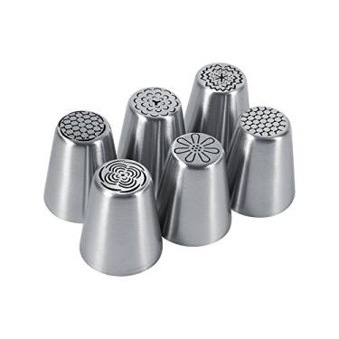 Imagem de GLOGLOW Bicos de Confeiteiro para Produtos de Panificação, 6 Peças, Formato de Flor, para Decoração de Sobremesas e Bolos, Bolo de Aço Inoxidável Nan