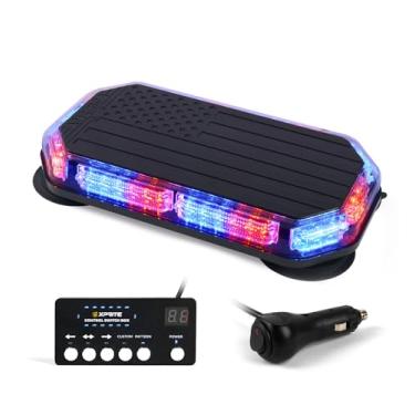 Imagem de Xprite Barra de luz estroboscópica de teto de 42 LEDs com controlador, padrão de bandeira dos EUA, aviso de emergência, luz piscante, para veículos de trânsito, caminhões de reboque e carros