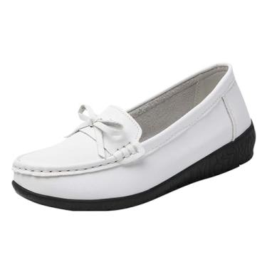 Imagem de Sapato feminino moderno casual versátil salto plano confortável primavera e verão moda casual sapatos de bico plano, Branco, 34