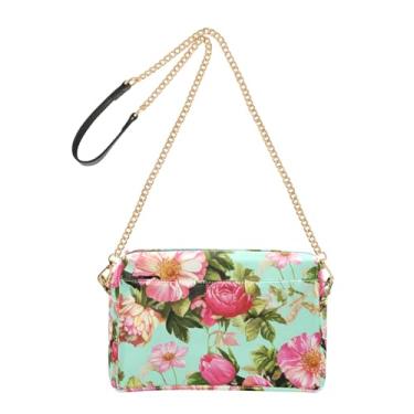 Imagem de Joitme Bolsa feminina vintage rosa verde bolsa tiracolo alça de corrente couro PU bolsa de ombro bolsa de telefone fofa