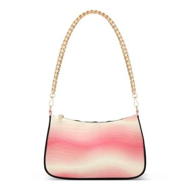 Imagem de Bolsa de ombro com corrente ondulada branca com blush pastel, bolsa feminina Hobo, bolsa média moderna para uso diário e noite