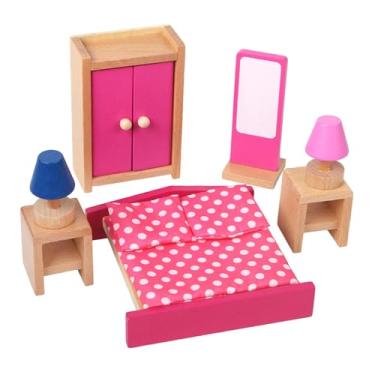 Imagem de Esquirla Conjunto de Móveis de Madeira para Casa de Bonecas - Brinquedo de Faz-Tudo - Móveis em Miniatura para Bonecas - Presente de Aniversário para Meninos e, Quarto