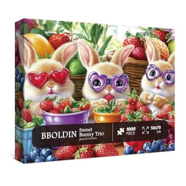 Imagem de Funny Bunny Puzzles for Adults 1000 Pieces, Cute Rabbit Strawberry Love Jigsaw Puzzles, Magic Animal Fruit Art Impossible Hard Difficult Challenging Puzzle