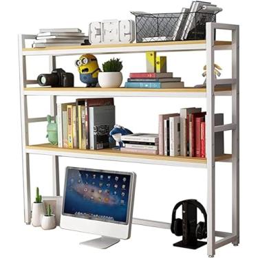 Imagem de Estante de mesa de mesa para computador 3 camadas ajustável prateleira organizadora de estante de mesa, prateleira de mesa (branca 55 x 25 x 126 cm)