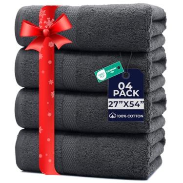 Imagem de DAN RIVER Conjunto de 4 toalhas de banho, 68 x 137 cm, 100% algodão, maior e mais leve, mais rápido de secar, super macio e absorvente, toalhas de banho de algodão ideais para uso diário, cinza escuro