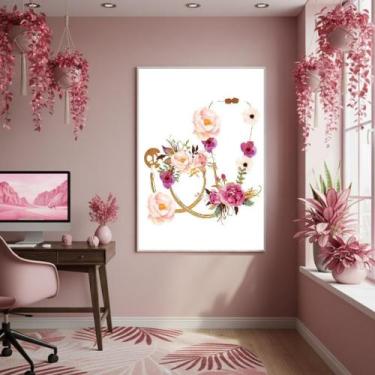 Imagem de Quadro Decorativo Esteto Floral 70X50Cm Mold Branca - Quadros On-Line