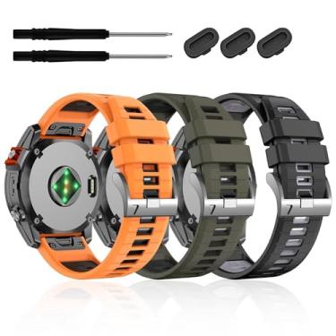 Imagem de FZXCG 20 mm compatível com Garmin Fenix ​​7S 7S Pro 6S 6S Pro 5S 5S Plus pulseira de relógio, pulseiras de silicone macias para Approach S70 42mm/Instinct 2S/Descent Mk2s Smartwatch(Black/Blue)