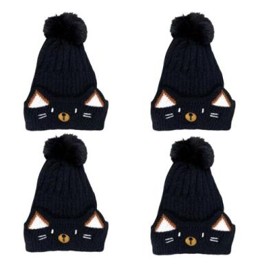 Imagem de kit 4 toucas gorro infantil de pompom bichinho para menino menina forr