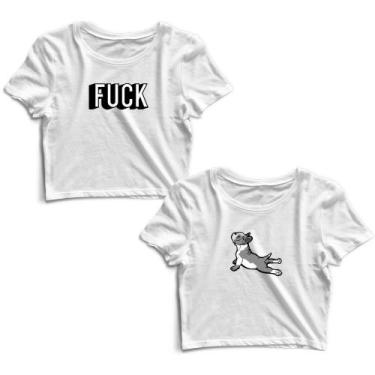 Imagem de Kit 2 Blusas Cropped Tshirt Feminina Fuck e Cachorrinho - Goup Supply,