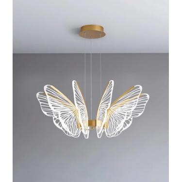 Imagem de Lustre moderno de borboletas com LED, luminária pendente com controle remoto e intensidade ajustável, design elegante e luxuoso, ideal para sala de estar, quarto e sala de jantar (10 lâmpada