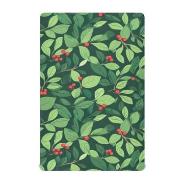 Imagem de Wassud Jogo de lençol com elástico para berço de Natal com folhas de azevinho para meninos e meninas, neutro, 71 x 132 cm