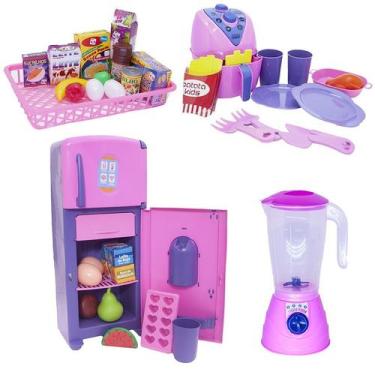 Imagem de Cozinha Infantil Rosa Menina Brinquedo Jantar Mercado 38pç - CLICKCOMP