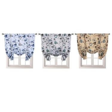 Imagem de CUOFYUNL Cortinas de janela impressas de 1 painel com tira de gravata Bolso interno com bloqueio solar Cortinas de privacidade blackout térmico Cortina floral estilo vintage para (Verde)