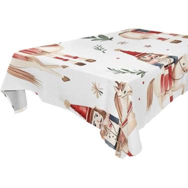 Imagem de Blueangle Toalha de mesa com personagens de quebra-nozes de Natal – Toalha de mesa retangular de tecido impermeável resistente a manchas e poliéster para ambientes internos e externos, 152 x 228 cm