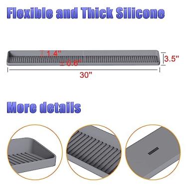 Imagem de Prateleira superior do fogão CUOFYUNL Prateleira magnética de armazenamento de silicone para forno para organizador de rack de cozinha Isolamento térmico de 30 polegadas de (Cinza)