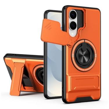 Imagem de SORAKA Capa para Samsung Galaxy S25 Edge com suporte,proteção de lente com janela e capa dupla de PC e TPU compatível com suporte magnético para carro