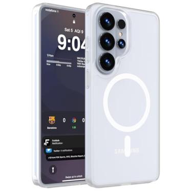 Imagem de WRJ Capa magnética fosca para Samsung Galaxy S26 Plus de 6,7 polegadas, [compatível com Magsafe] [proteção contra quedas de grau militar] Capa protetora fina transparente antiarranhões à prova de