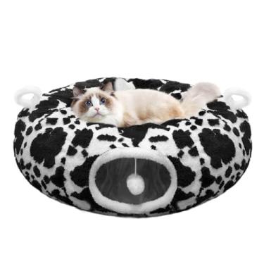 Imagem de Cama de túnel para gatos em ambientes internos, caverna de gato Peekaboo de pelúcia macia, brinquedo multifuncional para gatos pequenos, médios e grandes, gatinhos, coelhos, furões, com almofada