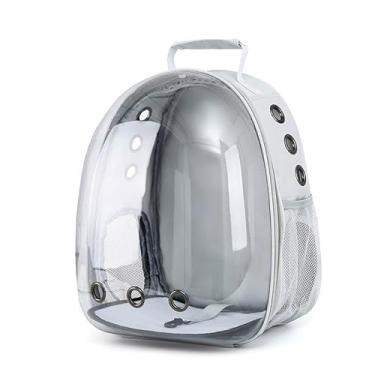 Imagem de Mochila Pet Astronauta: Bolsa Lona – Visão Lateral, Transporte Cães e Gatos Pequenos – Prática(Cinza)