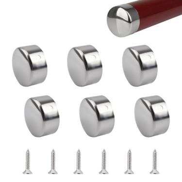 Imagem de UFURMATE Tampa de extremidade de corrimão, 6 peças de tampas redondas de aço inoxidável 201 com falhas de escada acessórios decorativos (prata, 38 mm)