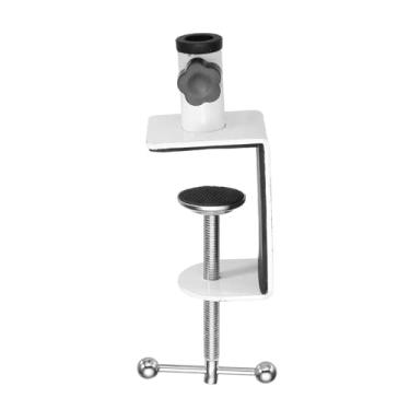 Imagem de HARFINGTON Suporte de braçadeira de mesa de metal com furo de 6,88 cm de diâmetro para lâmpada de mesa, suporte universal em cantilever com parafuso ajustável, alça de plástico para suporte de lâmpada
