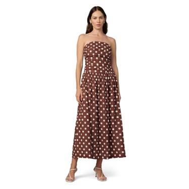 Imagem de Joe's Vestido longo feminino The Reina sem alças com bolsos, Chocolate/Ecru Dot, P