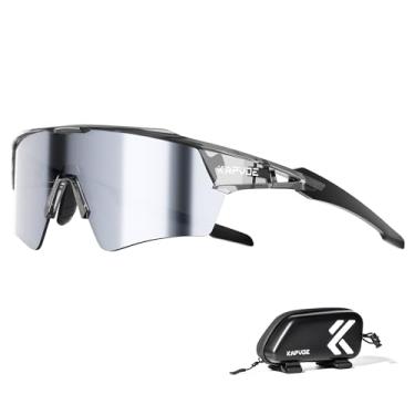 Imagem de KAPVOE Óculos de Ciclismo Masculino Feminino Óculos de Sol Esportivos Proteção UV Mountain Bike MTB Óculos de Equitação TR90 Armação Baseball Shades Corrida Triatlo Ciclo Golfe Prata