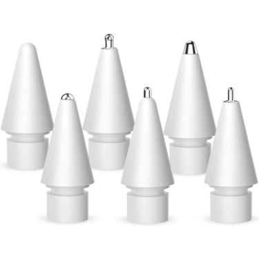 Imagem de Inesore Acessórios para Apple Pencil Tips, pontas atualizadas compatíveis com Apple Pencil Pro/USB-C/1ª geração/2ª geração, várias opções de pontas duráveis de metal (pacote com 6)